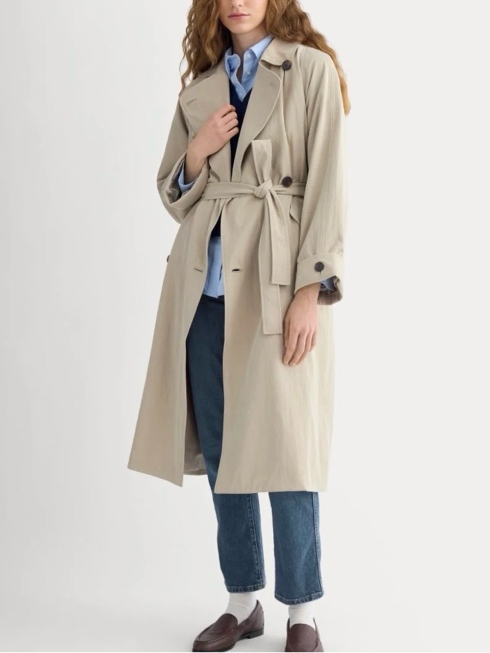 NWOT Everlane DRAPEY TWILL TRENCH Size Small Khaki Classic